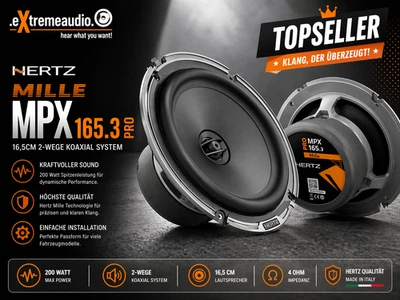 Hertz Mille MPX 165.3 PRO - 16,5cm Système coaxial 2 voies 200 watts, coaxial... - Photo 1/4