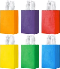 24 Pack Small Gift Bags 5.8"×3.2"×8.25" Kraft Paper Bags with Handles, Party Fav