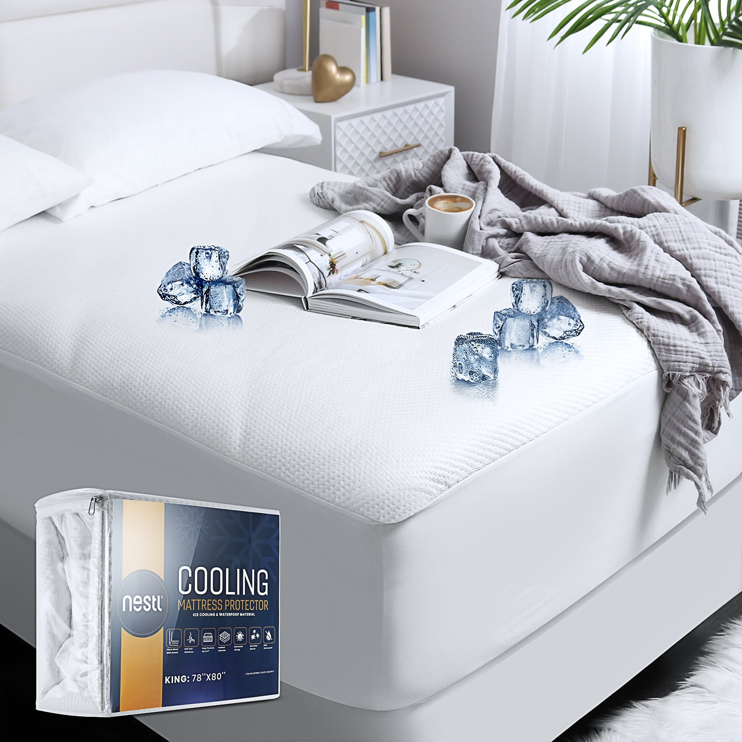 Nestl Cooling Mattress Protector Extra Deep Pocket for Comfort