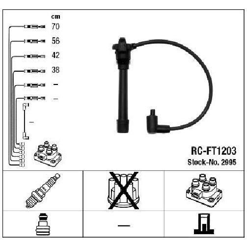 ZüNdleitungssatz FüR Fiat Brava 182 1.2 98 Bis 02 NGK 182B2000 Original-image