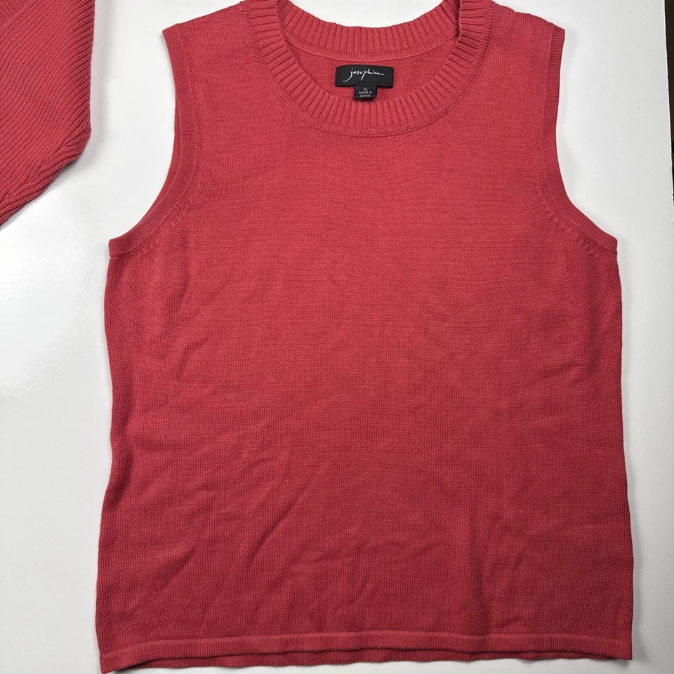 Josephine Mujer Rojo 2 Piezas Suéter Conjunto Cremallera Cárdigan y Top Sin Mangas XL Foto 2 de 4