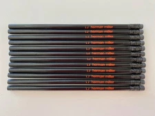 12 Rare NOS Black Herman Miller Wood Lead Pencil Unsharpened Unused