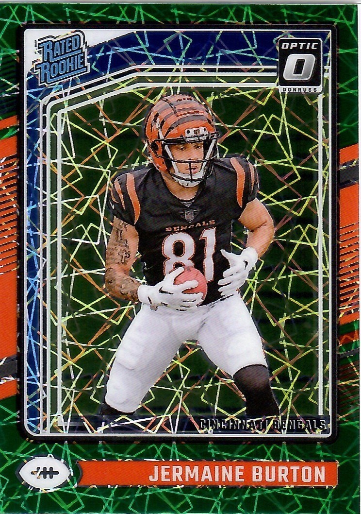 2024 Panini Donruss Optic Jermaine Burton Green Velocity Prizm Rated Rookie #251