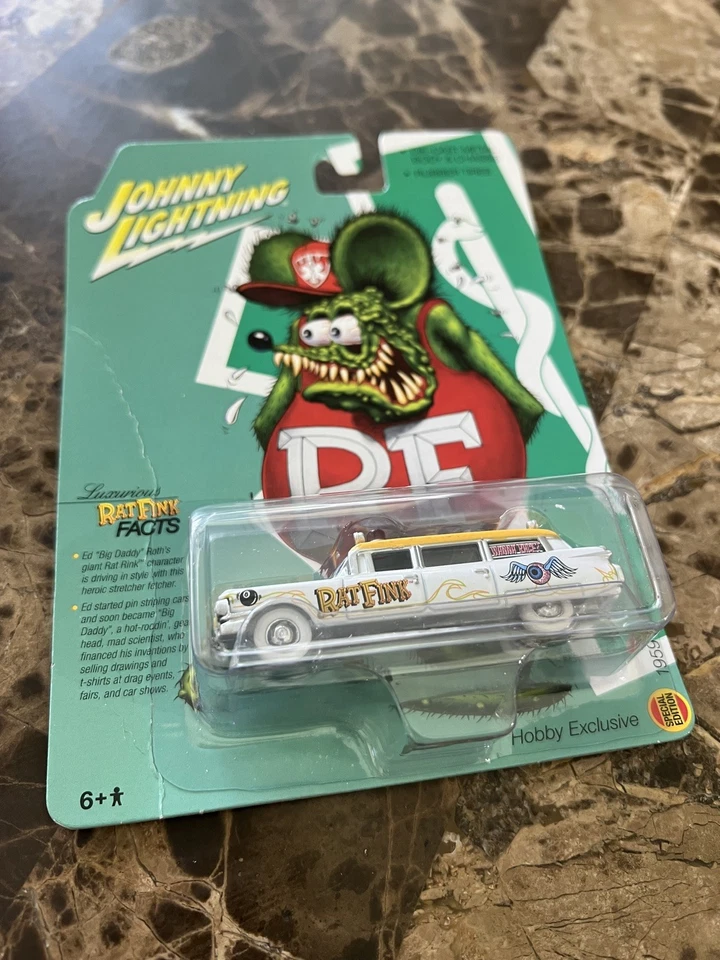 JOHNNY WHITE LIGHTNING RAT FINK ‘59 Caddy Ambulance Chase RARE - Image 2 of 3