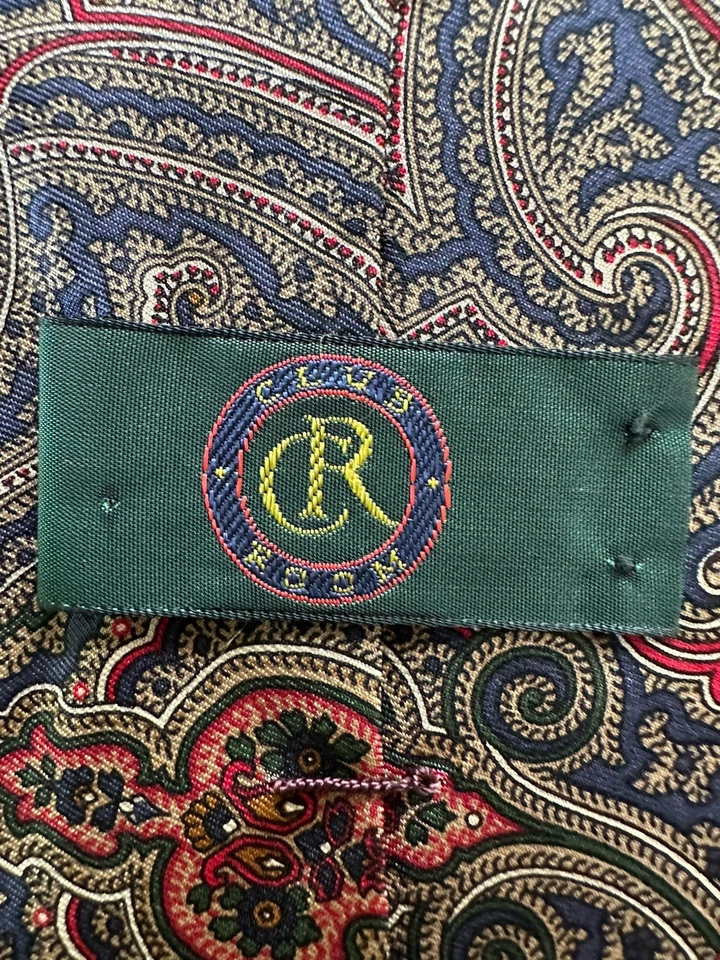 Corbata vintage 100 % seda cachemira para habitación club hecha a mano en EE. UU., impresa en Italia Foto 3 de 4