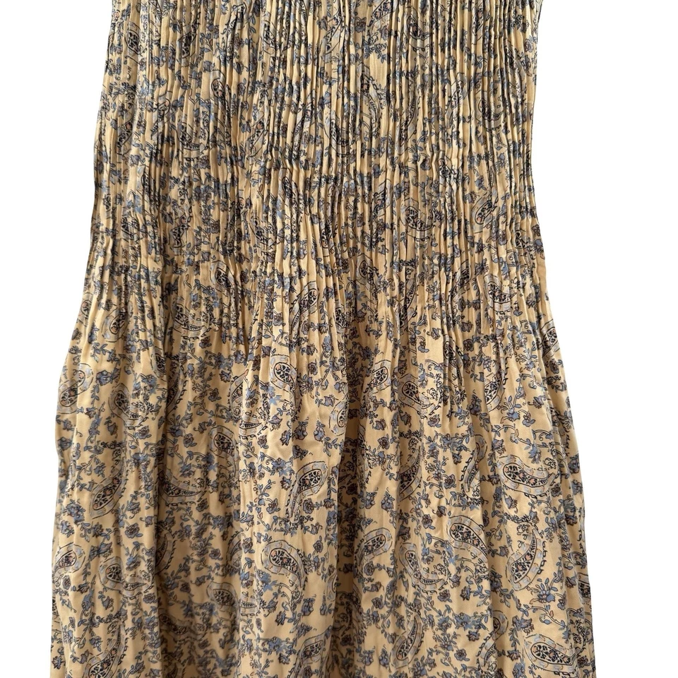 Falda Larga Uniqlo Ines de la Fressange Twist Plisada Mujer Pequeña Beige Paisley Foto 4 de 4