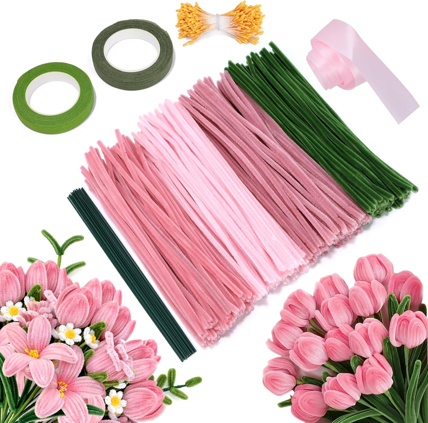 Pipe Cleaners for Craft Flowers 300PCS – 30Cm Chenille Stems Pipecleaners Kit wi