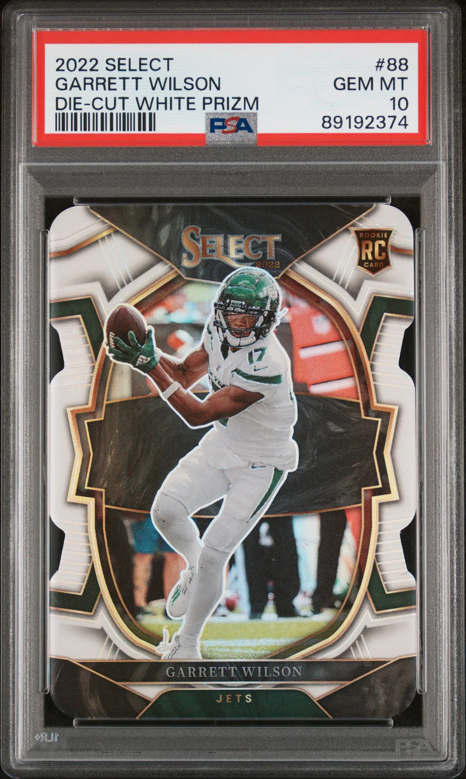 2022 Panini Select Garrett Wilson Die Cut White Prizm #88 63/99 PSA 10