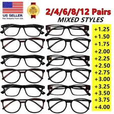 2/4/6/8/12 Pairs Reading Eye Glasses Men Women Unisex Readers Mixed Frame