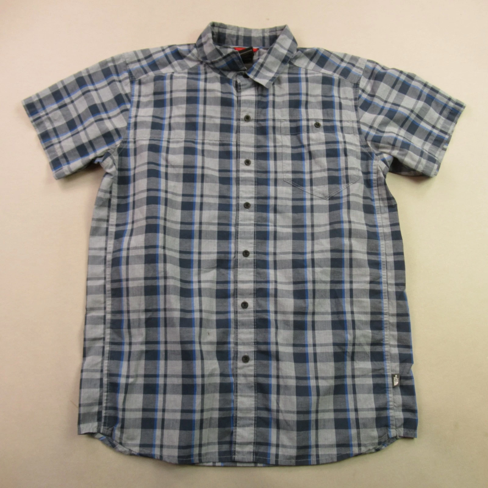 North Face Shirt Mens Medium Short Sleeve Button Front Pocket Outdoors Plaid
