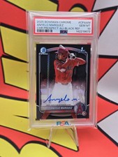 2025 Bowman Chrome #CPA-AM Anyelo Marquez Prospect Autographs Black #/10 PSA 10