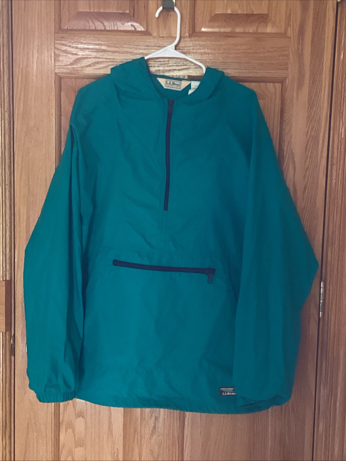 LL Bean Teal Green Hooded Anorak Shell XL