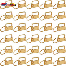 30 Pcs 1" Gold Key Fob Hardware Keychain Clamps Split Rings Wristlet Strap DIY