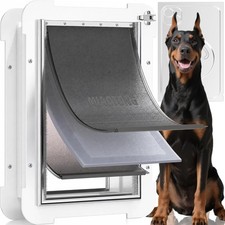 3-Flap Never Rust Extra Large Dog Door for Doors with Sliding Lock Panel Steel