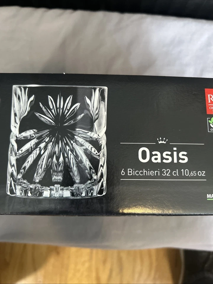 RCR OASIS VASOS DOF CRISTAL SIN VIDRIO 10,65 OZ ITALIANO NUEVO EN CAJA LUXION Foto 3 de 3