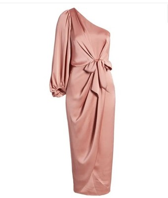 strapless open back dress La Lune Gathered One Shoulder Maxi Dress | Midnight | Dresses