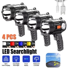 4PC 9000000LM Bright Solar/USB Rechargeable LED Spotlight Flashlight Searchlight