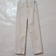 Zara Girls Cream Straight-Leg 100 Cotton Jeans Adjustable Waist - Size 13-14