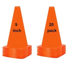 Soccer Cones 9 Inch 20 Pack , Agility Training Sport Cone with Carry Bag for...