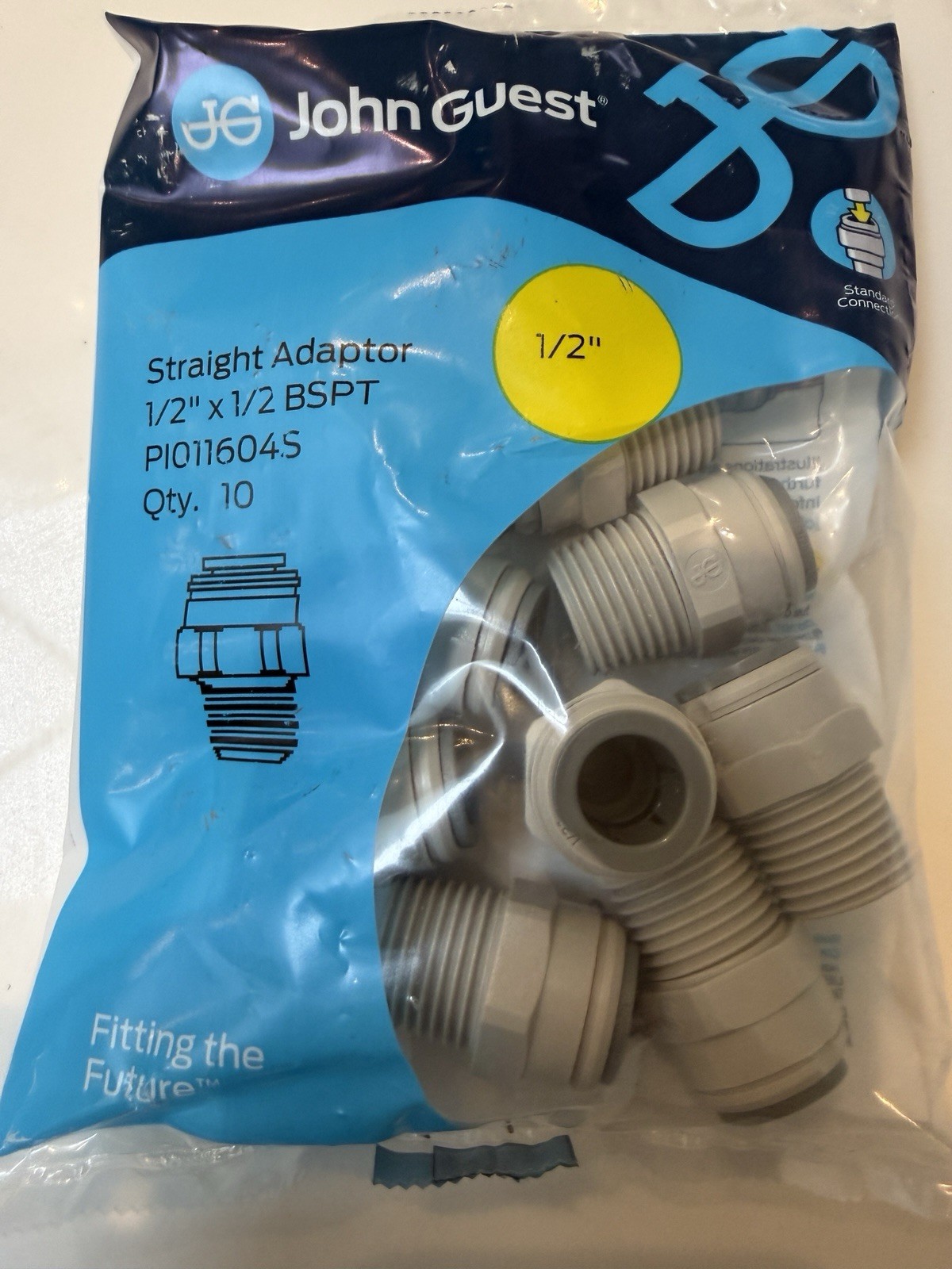 10 X John Guest Speedfit Straight Adaptor 1/2"" Pushfit x 1/2"" BSPT Male VAT REG