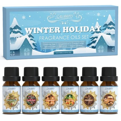SALUBRITO Winter Fragrance Oils Set - Holiday Essential Oils for Diffuser & Cand