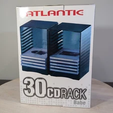 Vtg Black Charcoal 30 CD DVD Storage Disc Wall Mountable Holder Rack Atlantic