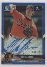 2018 Bowman Chrome Prospect HTA Blue Mojo Refractor 40/150 Mike Baumann Auto j6h