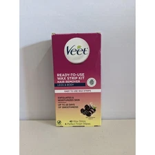 Veet Ready to Use Wax Strip Kit Hair Remover Legs Body 40 Wax Strips 4 Wipes