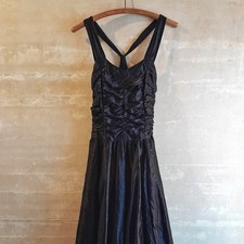 779a. black vintage sleeveless full formal midi dress, 36