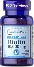 Puritan's Pride Premium Ultra Mega Biotin 10,000mcg, Dietary Supplement for Heal