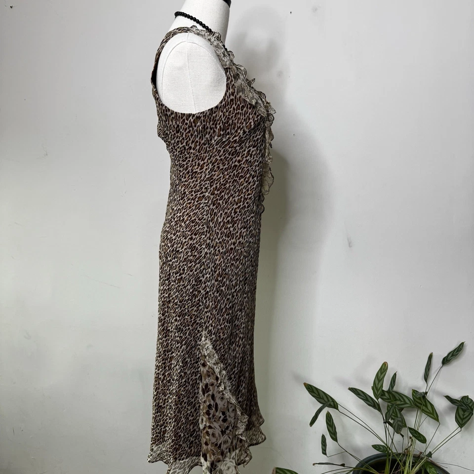 Vestido de hadas transparente asimétrico estampado mixto seda terroso vintage años 90 coqueta 10 Foto 3 de 4