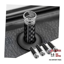 Moly Magnolia 4PCS Carbon Fiber Car Door Lock Knob Covers Black Flag