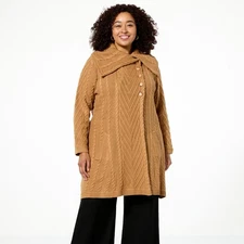 Antthony Design Originals Cable Knit Sweater Coat French Toast 3X New