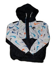 Nike Swooshfetti Anorak Hooded Jacket Windbreaker Boys Size 7L 6-7 Yrs 