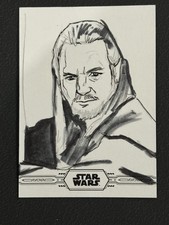 Star Wars Chrome Legacy 2019 sketch card Qui-Gon Jinn By Ryan Crosby