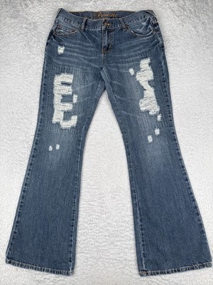 Rue21 Jeans Junior 9 Blue Denim Bootcut Distressed Premiere Low Cotton 30x31