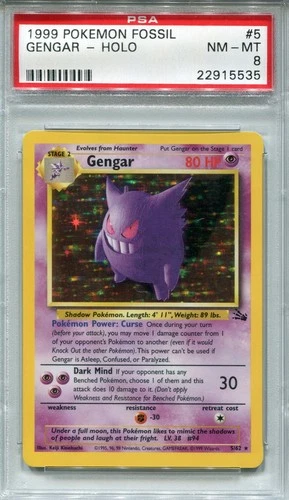 Pokemon Fossil Gengar 5/62 PSA 8
