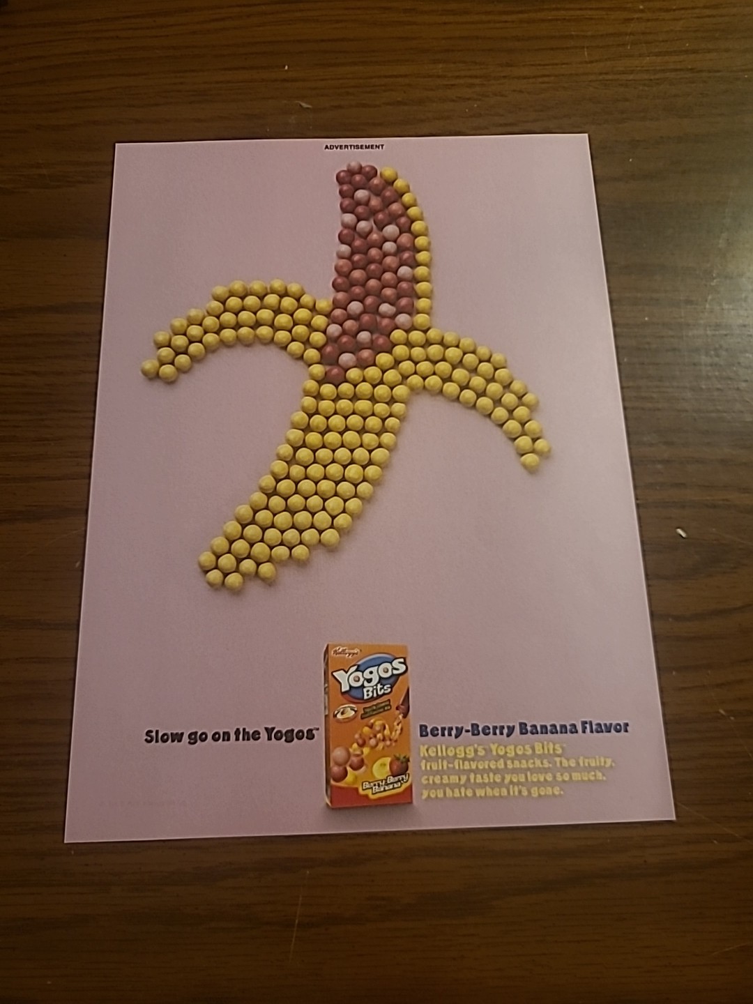 Kellogg's Yogos Bits Berry Berry Bananas Print Ad 2007 8x11