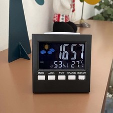 Backlit Digital Thermometer and Hygrometer for Voice Controlled Alarm Clock