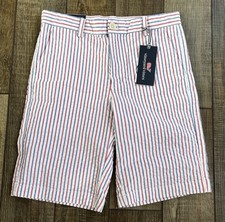 NWT Vineyard Vines Boys Firework Stripe Breaker Shorts Lighthouse Red SZ 14