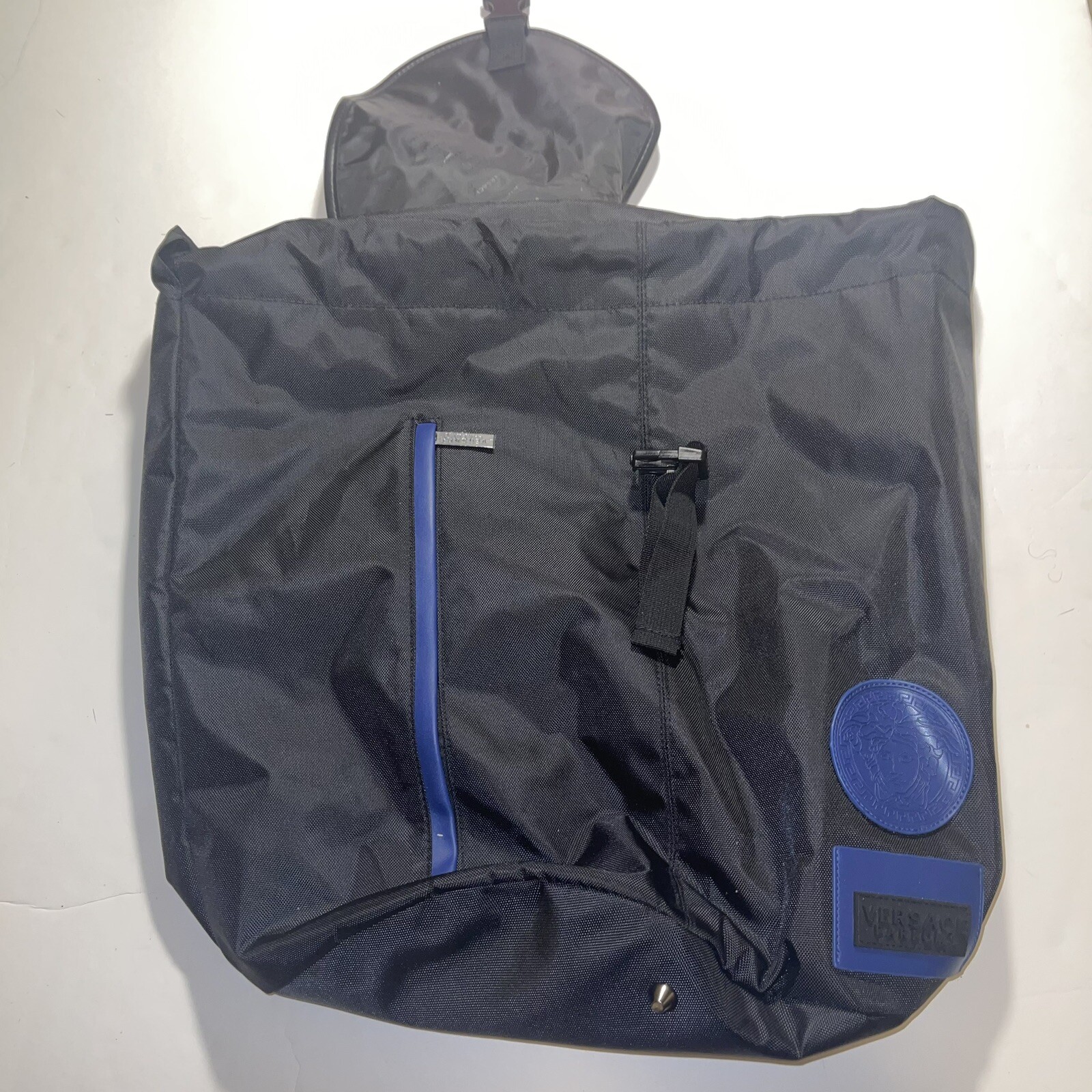 Versace Parfum Drawstring Backpack Blue Black Med… - image 5