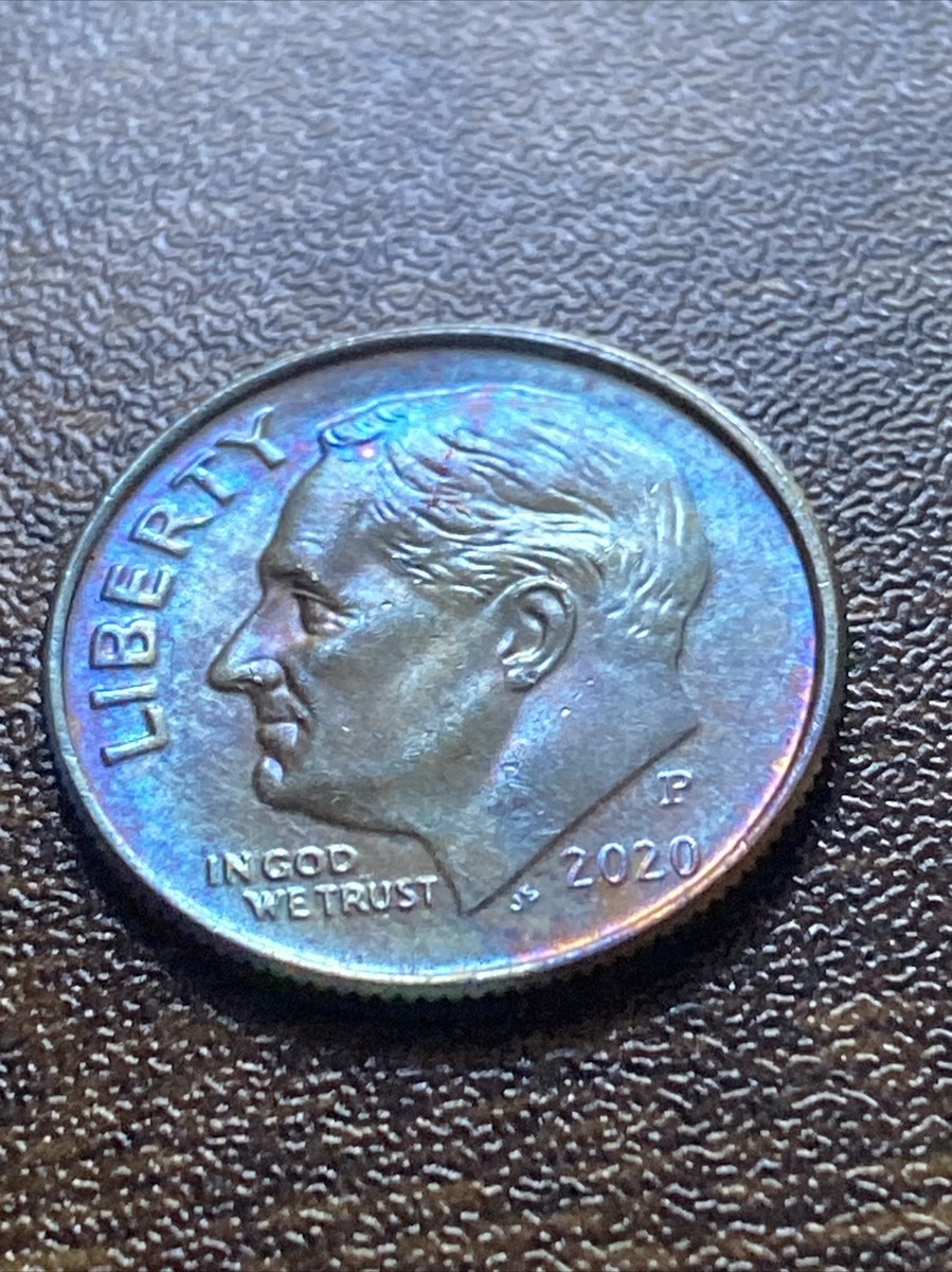 2020 P Roosevelt Dime Actual Coin Sensational Eye-catching Blue