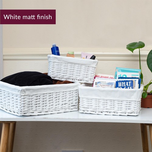 3pc Wicker Basket White - Picture 4 of 7