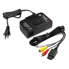 AC Adapter Power Supply & AV Composite Cable Cord For Nintendo 64 N64 Original