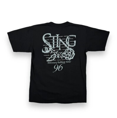 Vintage 90s Sting Mercury Falling US Tour 1996 Black Rock T