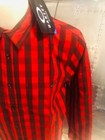 New Oakley Mens Infinity Button Down Woven Red & Black Long Sleeve Shirt Large