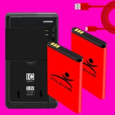 Long Life 2X 1600mAh Battery+Charger+Cable for Nokia 2720 V Flip TA-1295 Phones