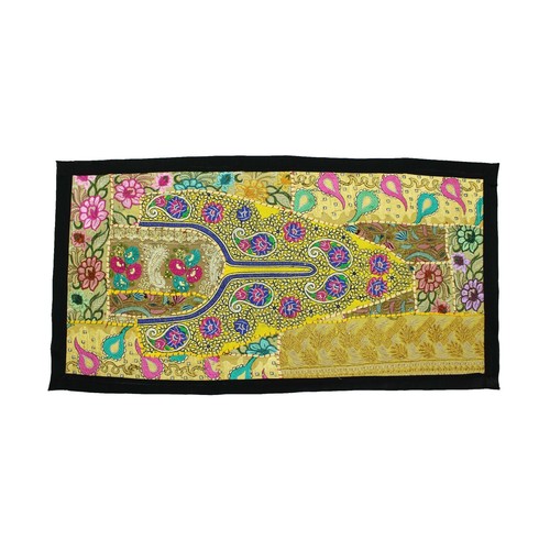 Tapisserie Indienne Patchwork Multicolore – Murale Coton Fait Main, Déco Ethnique