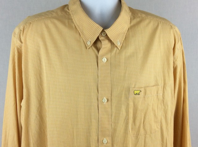 Jack Nicklaus Mens Shirt Non Iron L/S Button Front Yellow / White Checker XXL | eBay