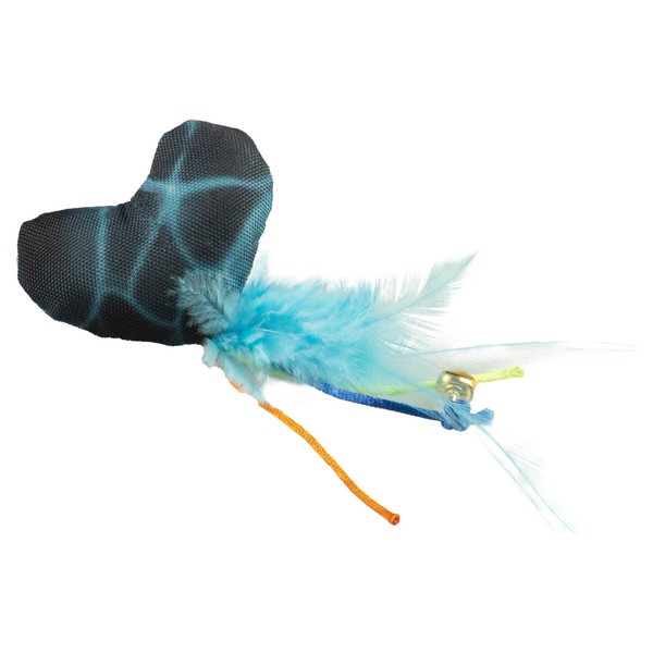 Duvo+ Katzenspielzeug Flash Herz 16,5Cm Federn Blau/GrüN Mit Katzenminze-image